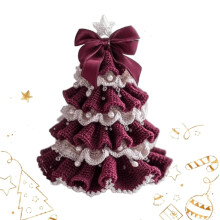 Crochet Kit Christmas Tree Decoration with Bow Pearl