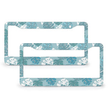Monstera Leaf License Plate Cover 2 Pack Aluminum Frame