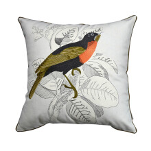 Decoratieve kussenhoezen voor lentedecoratie, 45 x 45 cm, met vogelprint, katoenmix.
