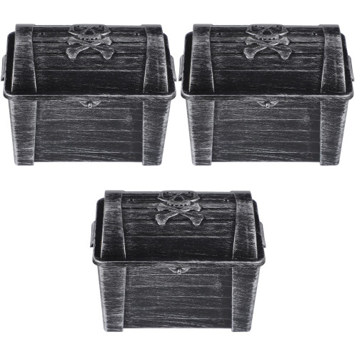 3Pièces Petits Coffres Rétro Argentés Pirate, Boîtes De Rangement 1