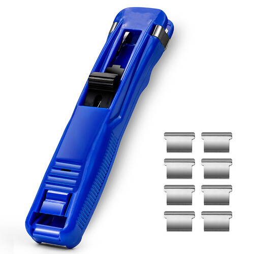 Strong Grip Paper Clam Handheld Dispenser with 8 Clips, Blue 1