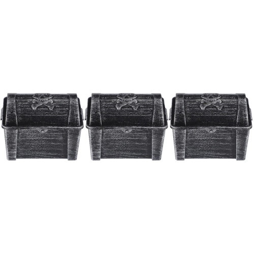3Pièces Petits Coffres Rétro Argentés Pirate, Boîtes De Rangement 2