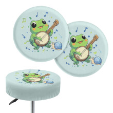Ensemble de 2 housses de tabouret rondes Frog Music avec coussins, lavables, antitaches et rembourrés, de 35,5 à 40,5 cm, pour bar, maison ou