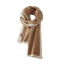 Cachecol feminino de tricô, cor sólida com acabamento contrastante, cachecol de inverno em acrílico ultramacio – xale e manta leve e elegante.