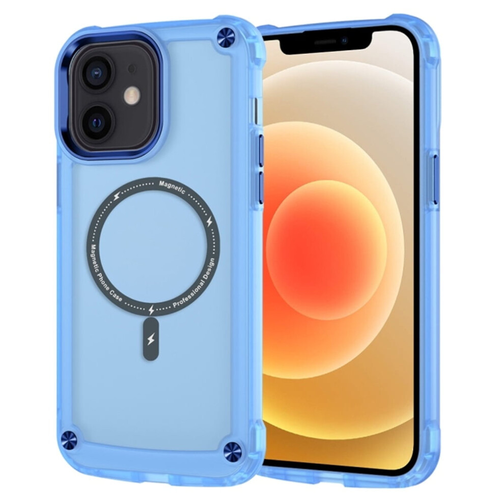 Shockproof Slim Magnetic Case For Iphone 12/12 Pro (6.1"), Magsafe Compatible, Translucent Matte Blue 9482726187165