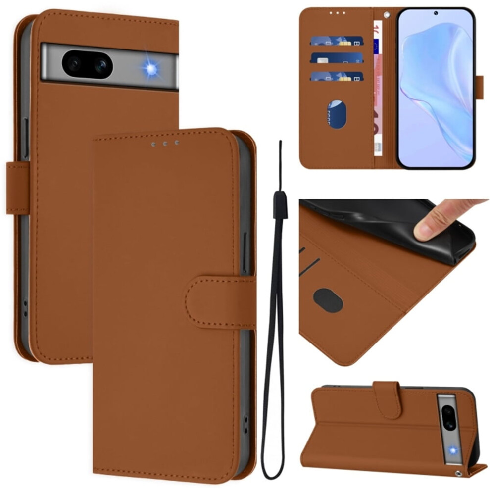 Wallet Case Compatible With Google Pixel 7A Â Pu Leather Magnetic Flip Folio, 3-Card Slot & Wrist Strap, Brown 9482726187370
