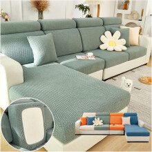 Housse extensible lavable pour canapé d'angle, résistante à l'usure et à taille universelle – Housse de dossier M/verte, compatible avec la