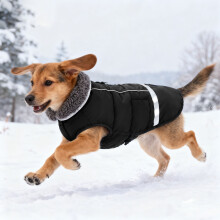 Jaqueta de inverno refletora para cães – Impermeável, à prova de vento, com forro grosso, colete quente ajustável para cães de pequeno, médio