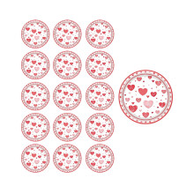 Vaisselle jetable pour la Saint-Valentin - Assiettes, gobelets et serviettes roses à motif cœur, ensemble en papier de 7 et 9 pouces avec gobelets