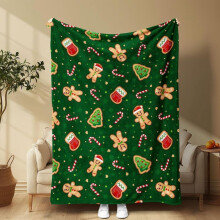 Christmas Gingerbread Man Fleece Throw Blanket