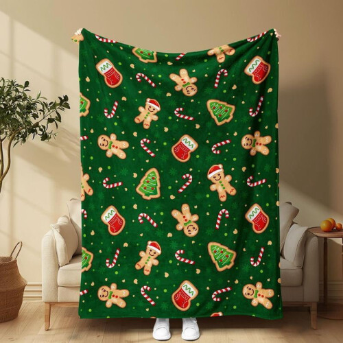 Christmas Gingerbread Man Fleece Throw Blanket