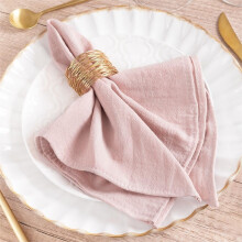 Lot de 6 serviettes de table vertes de Pâques en lin et coton, lavables en gros