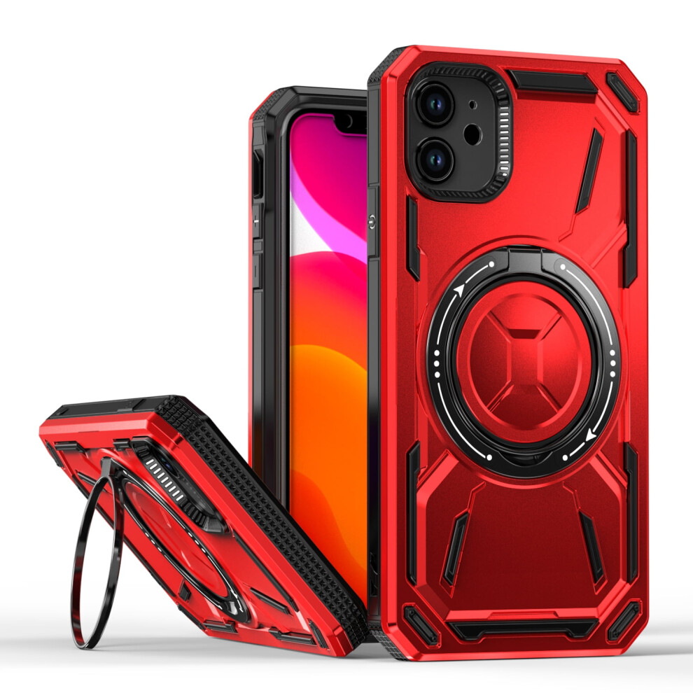 Magnetic Iphone 11 Case With Stand, Magsafe-Compatible, Shockproof, Rotatable Ring Holder & Kickstand Â Red 9482726190172
