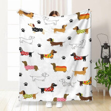 Pătură HELLOYOUNG Dachshund – Pătură moale și confortabilă pentru câini Wiener, pentru adulți, AC/Birou/Siesta/Acasă/Călătorii –