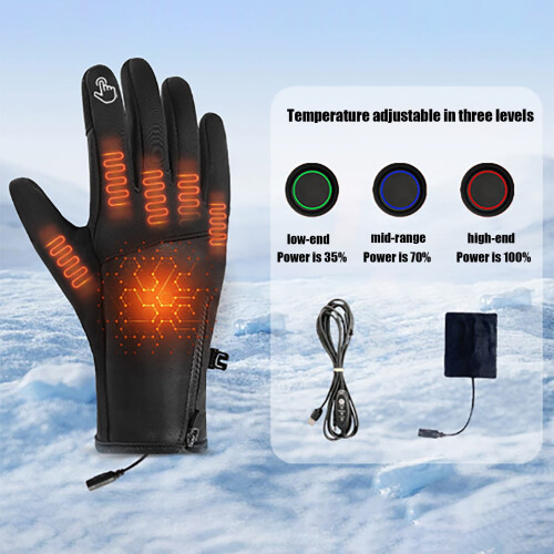 Θερμαινόμενα γάντια με τροφοδοσία USB (μόνο με σύνδεση), αντιανεμικά και αδιάβροχα,