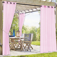 Waterproof Sheer Patio Screen Mesh Curtains, Lightweight Mosquito Netting for Porch/Gazebo/Garden, 52"W x 84"H, Pink, 1 Panel