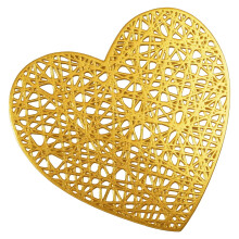 Valentine's Day Heart PVC Coaster Set Gold Foil