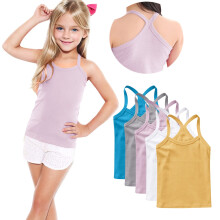 5 Pack Girls Dance Tank Tops Racerback Camisole Spaghetti Strap Camis Sleeveless Undershirts Ballet Gymnastics Wear White 6-7 Years
