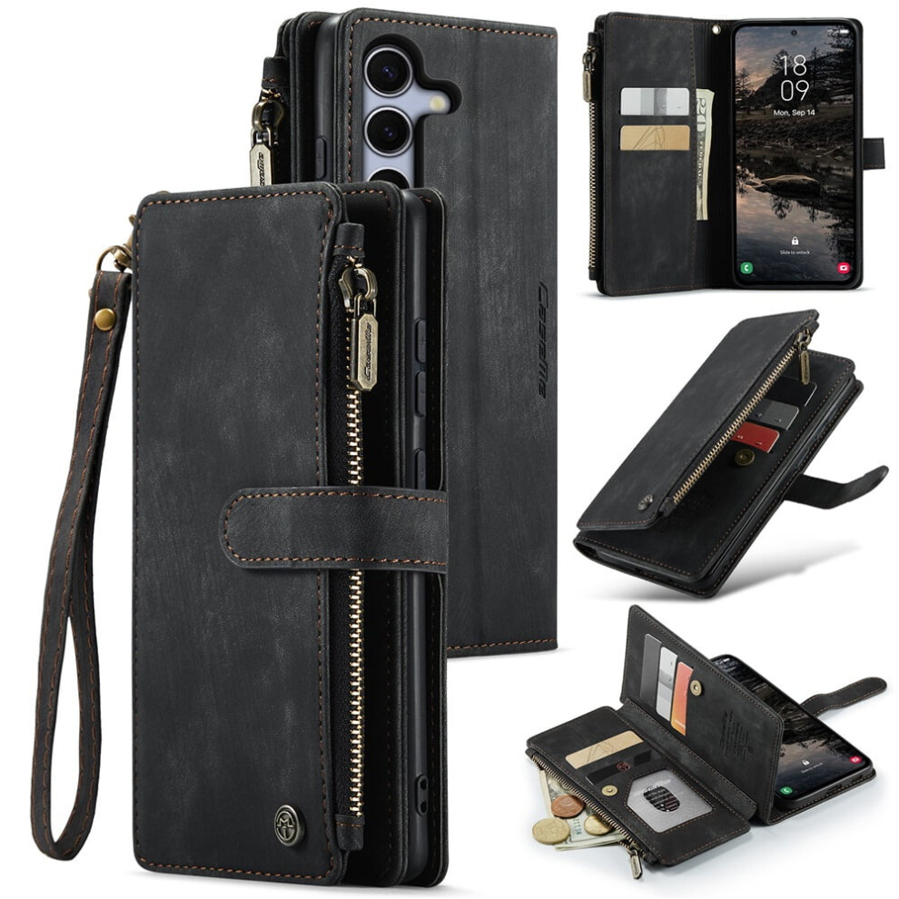 Caseme Wallet Case For Compatible With Samsung Galaxy S25 Â Pu Leather Magnetic Flip, Lanyard, Zipper Card Holder, 6.2" 9353595706071