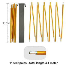 Set di 2 pali per tenda da 320/340/360/390/410 cm in lega di alluminio da 8,5 mm. Accessori essenziali per il campeggio. Nuovo.