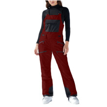 Calça de neve feminina, isolada e impermeável, para esqui, macacão de inverno, cor bordô, tamanho M.