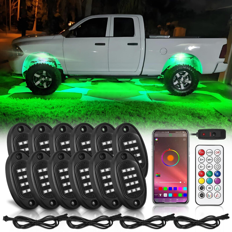 Led Rock Lights Kit Â Bluetooth/Rf Remote, Dreamcolor Addressable Neon Underglow, 12V Waterproof, Compatible With Trucks, Jeep, Atv, Utv, Golf Cart, 9193271145936