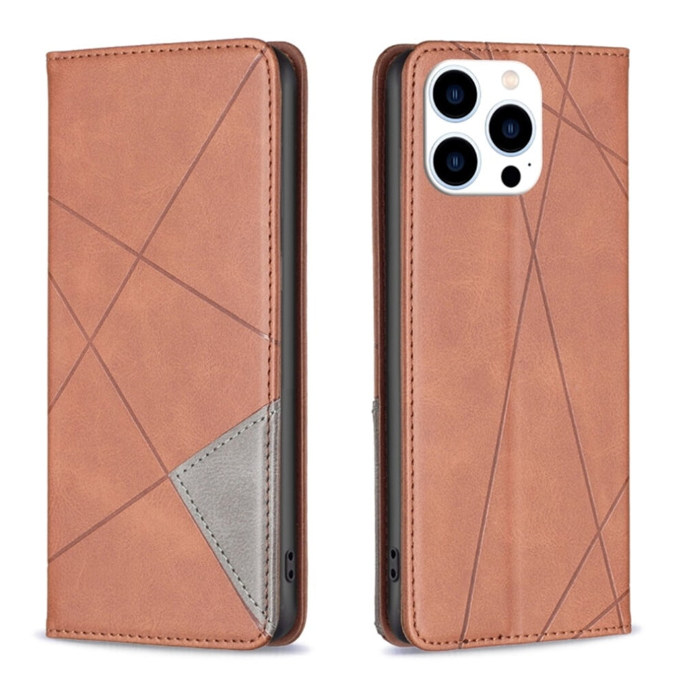 Rhombus Flip Wallet Leather Case For Iphone 16 Pro Max Brown 975221354952