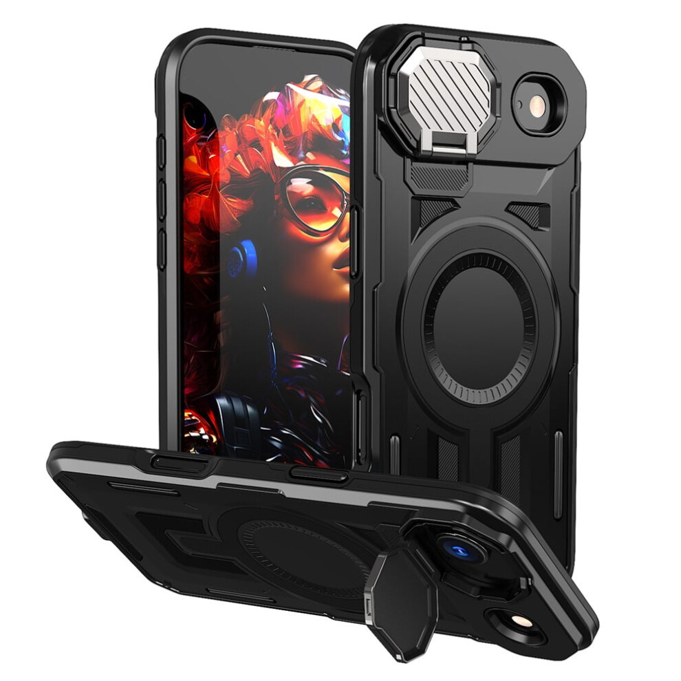 Rugged Magnetic Case For Iphone Air 6.5" Â Military-Grade, Adjustable Metal Lens Cover, Magsafe Compatible, Black 9193271147312