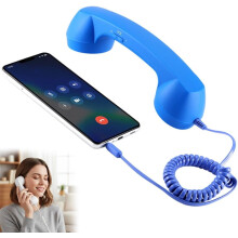Retro Phone Handset compatible with iPhone & Android (Type-C), boosts video calls & online meetings, vintage design + clear audio