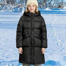 Thermal Lined Thickened Long Parka for 5-15Y Boys & Girls, Hooded Solid Color Winter Coat with Pockets Casual Warm Padded Jacket