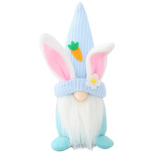 Osterwichtel-Plüschfiguren, handgefertigte, gesichtslose Zwergenhasen-Puppen, Frühlingsdeko-Geschenke für Frauen und Männer (blau)