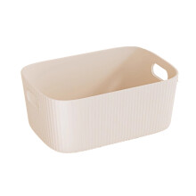 Beige Plastic Open Home Storage Bins Organizer Baskets, Large Container Boxes for Organizing Closet Shelves Drawer Shelf (11.8" x 8" x 4.7")