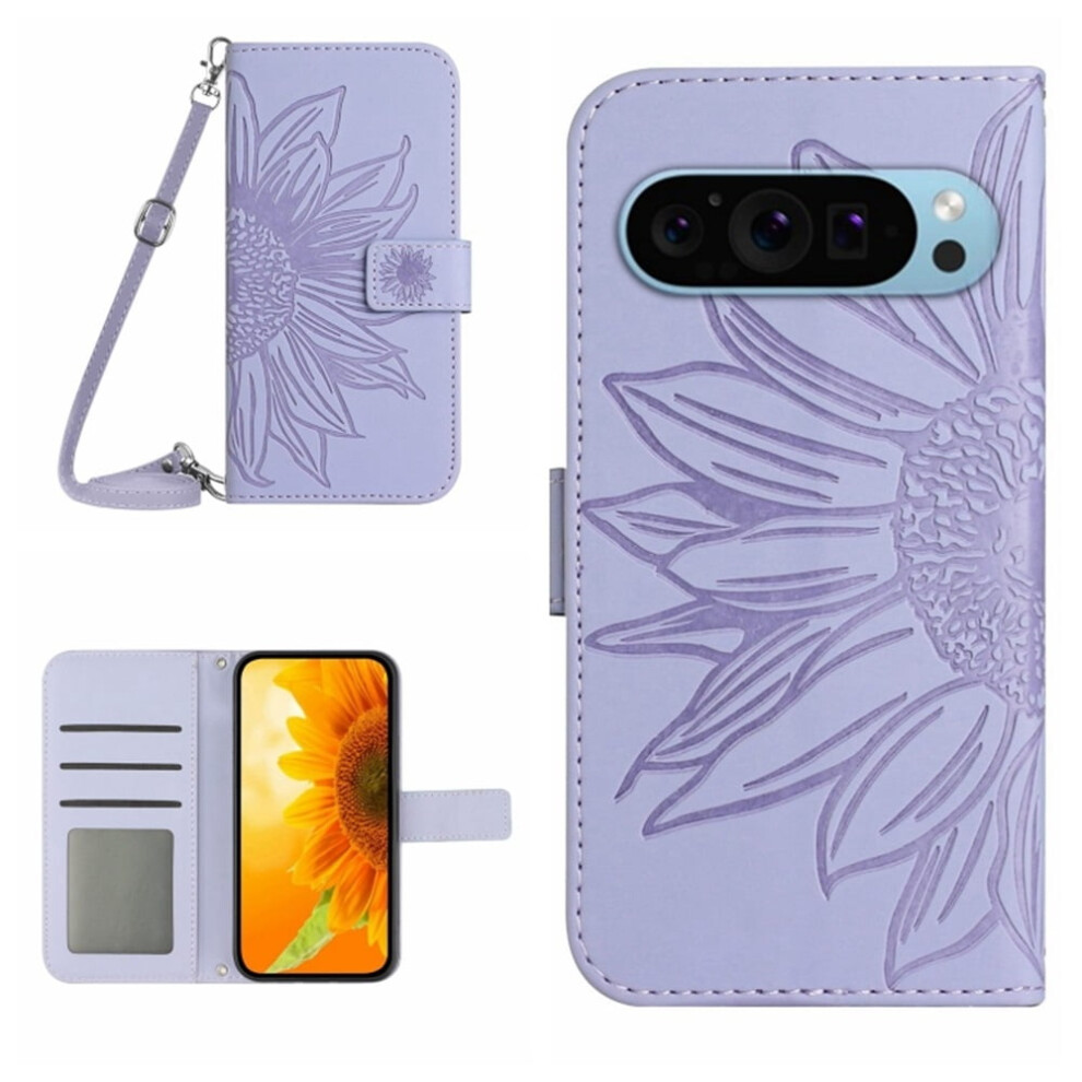 Pu Leather Flip Wallet Case For Google Pixel 9 And 9 Purple 975221355010