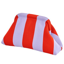Women Knitted Clutch Purse Small Stripe Purse Woven Bag For Female (Red Purple) Clutch bag (F)