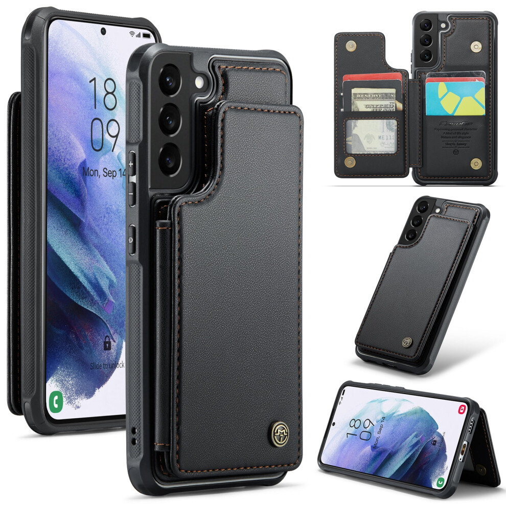 Caseme Leather Wallet Case For Compatible With Samsung Galaxy S21 – Rfid Blocking, Magnetic Clasp, Kickstand, Shockproof 9327961793507