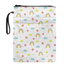 Rainbow Sun Pattern Polyester Book Cover Sleeve with Zipper, 11.48.66", Easy Carry & Storage Bag