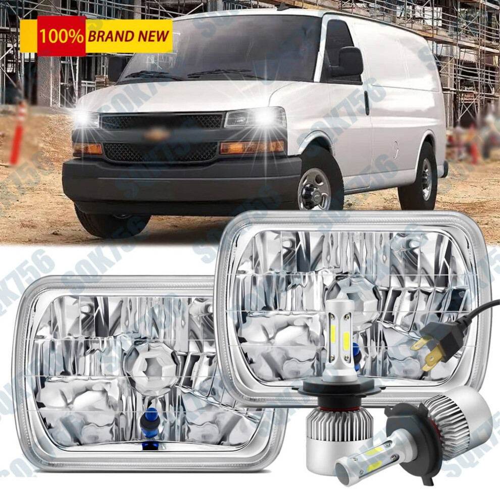 Fit For Chevy Express 1500 2500 3500 Cargo Van Pair 7X6 5X7 Led Headlights Hi/Lo 9327961794313
