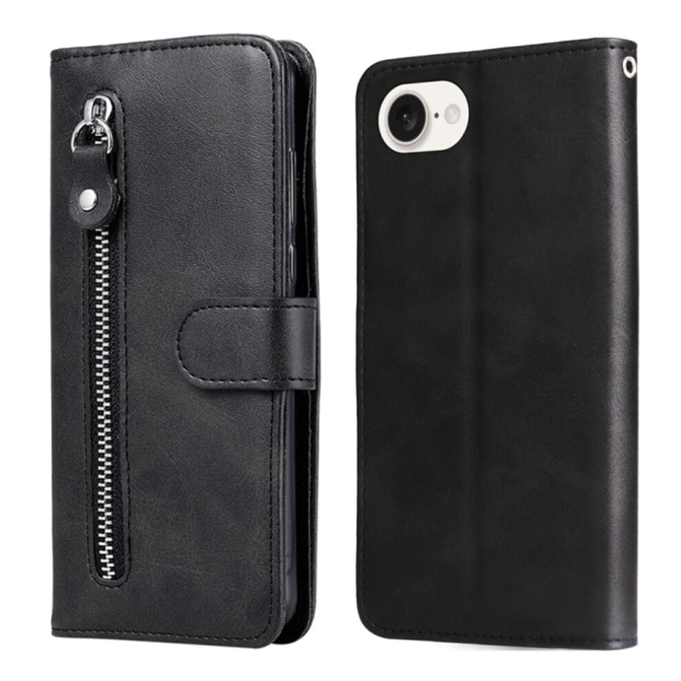 Iphone 16E Wallet Case Leather With Multi-Card Slots Black 975221357144