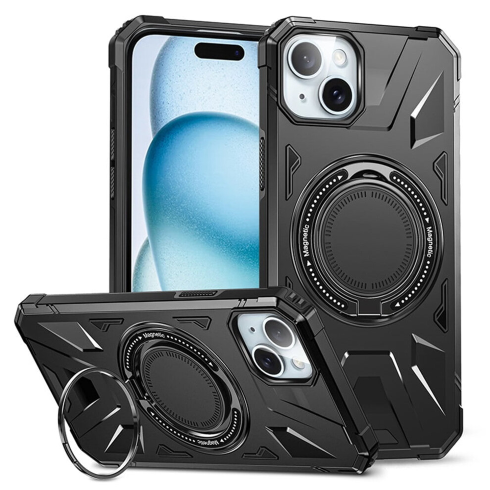 Iphone 14 Plus 6.7" Case: 360 Spin Magnetic Ring, Magsafe Compatible, Mil-Grade Shockproof, Black 9327961792586