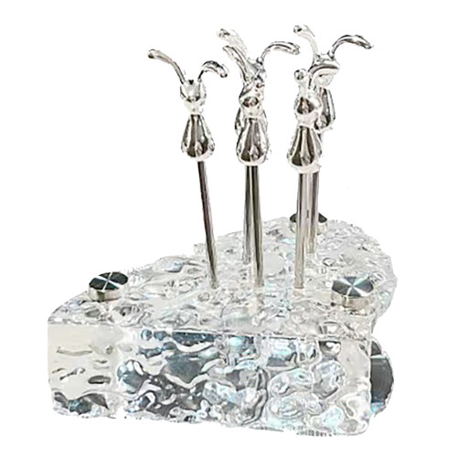 Multi Purpose Fruit Fork Set with Rabbit Shape Handles, Dishwasher Safe Stainless Steel Cake Appetizer Forks, Durable Rust Resistant Easy to Clean, 1