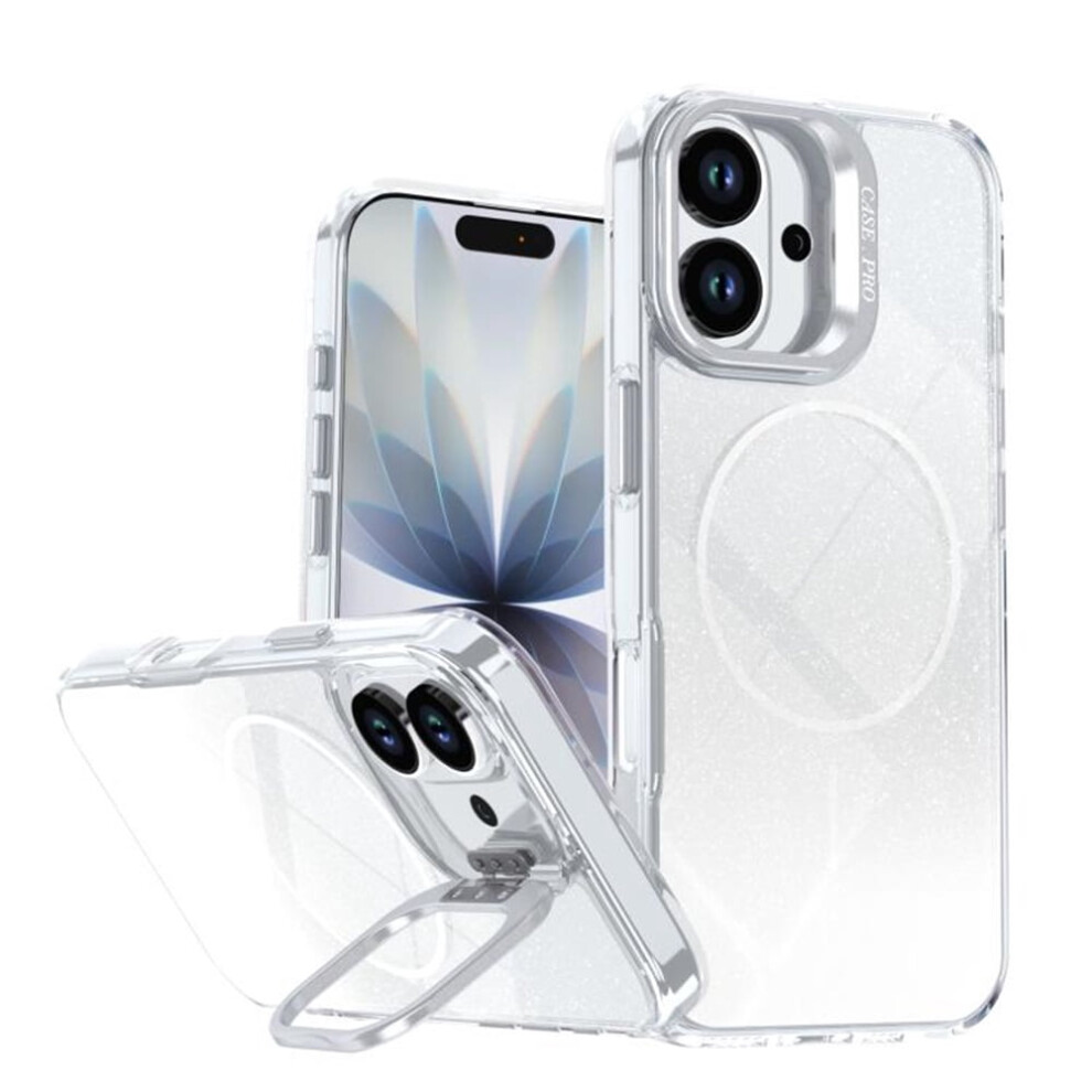 Slim Magnetic Glitter Case For Iphone 17 6.3" Â Magsafe Compatible, Shockproof Hard Back + Soft Tpu Bumper, White 9327961792920