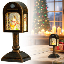 Christmas Snow Globe Lantern with Glittering Tree, Music & USB/Battery Power – Compatible with Holiday Decor