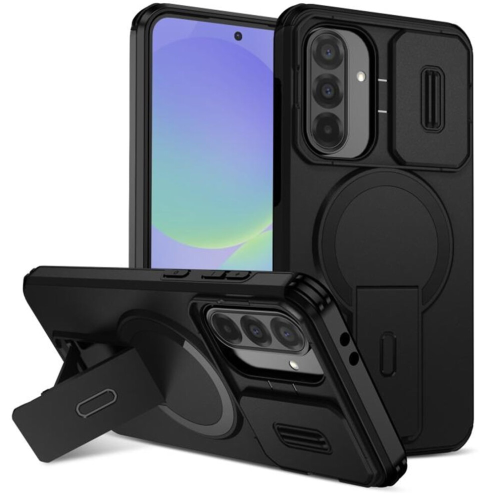 Compatible With Samsung Galaxy A36 5G / A56 5G 6.7" Case: Magsafe, Fold Holder, Sliding Camera, Shockproof, Black 9353595703407