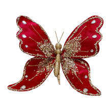 White Glitter Hollow Butterfly Ornament with Clip and Stem