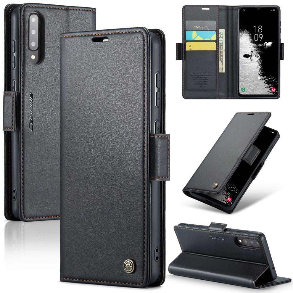 Caseme Leather Wallet Case With Rfid Blocking, Magnetic Clasp & Kickstand Â Compatible With Samsung Galaxy A30s/A50s/A50, Black 9353595703759