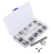 Repairs Decoration Craft Accessories Rivet Kit, Double Cap Rivet with Transparent Storage Box, Metal Studs for Leather Craft DIY Repair, Stainless