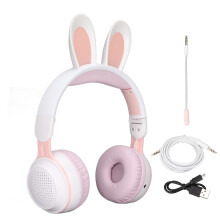 Safe Volume Limited Cat Ear Headphones, Easy to Use Controls for Children's Entertainment (Pink)