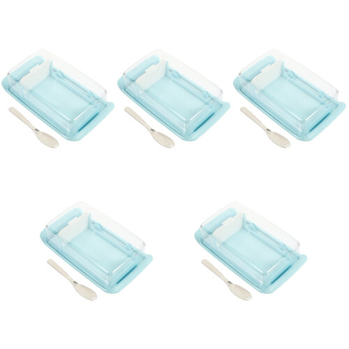 5Pièces Conteneurs Beurre Bleus Cutter Couvercle Hermétique 1