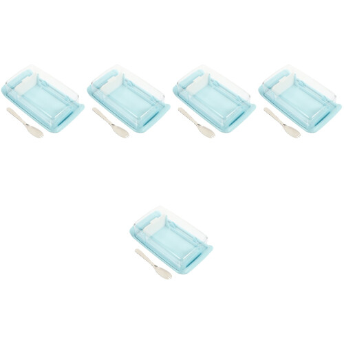5Pièces Conteneurs Beurre Bleus Cutter Couvercle Hermétique 2