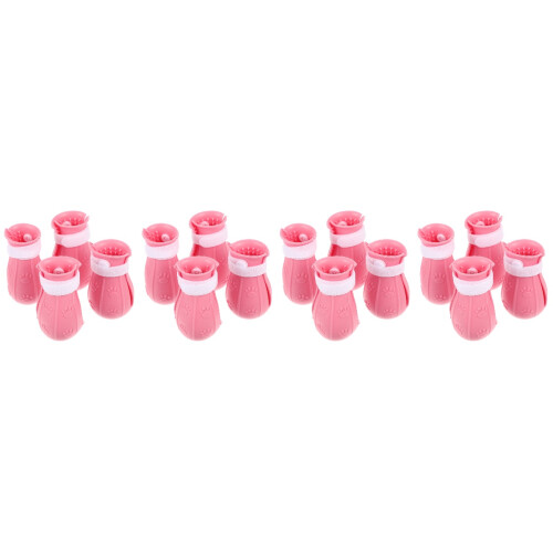 16Pièces Bottines En Caoutchouc Rose Pour Chats Protection 2